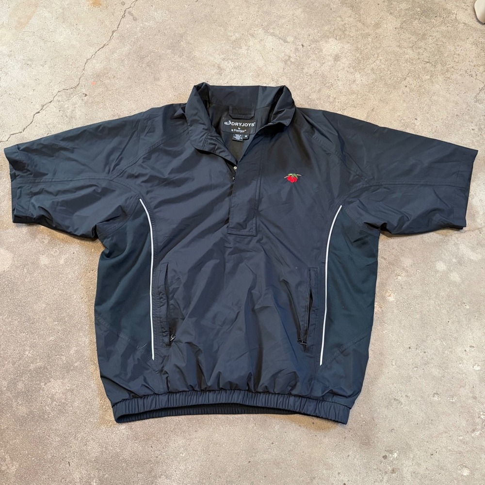 Footjoy DryJoys Golf Pullover Men M Black Short Sleeve Windbreaker Cherry Hills